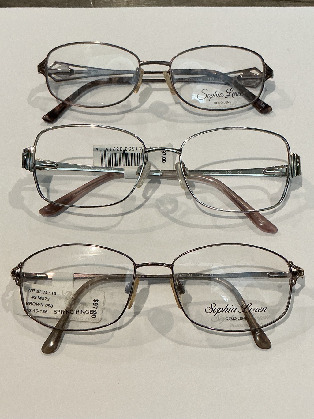 New 3 Pairs Lot Authentic Sophia Loren Prescription Designer Eyeglasses Frames